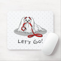 Let's Go! (walk) Maltese Dog with Red Leash Cute F