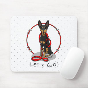 Let's Go! Walk Miniature Pinscher (black tan 1) Mouse Pad