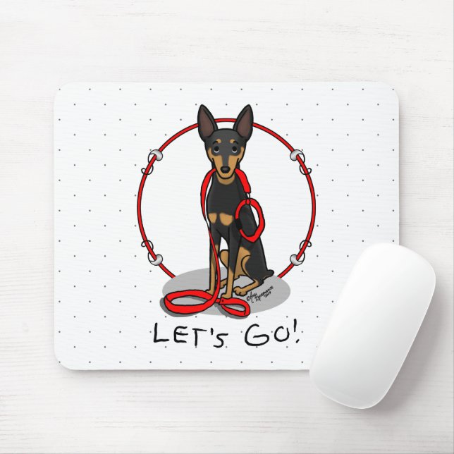 Let's Go! Walk Miniature Pinscher (black tan 1) Mouse Pad (With Mouse)
