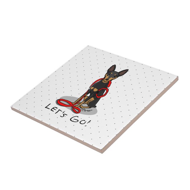 Let's Go! Walk Miniature Pinscher (black tan 1) Tile (Side)