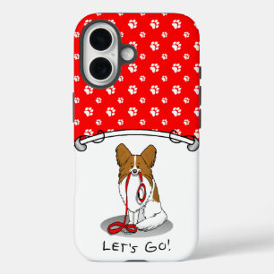 Let's Go! (walk) Papillon (white & red) Dog Cute iPhone 16 Case