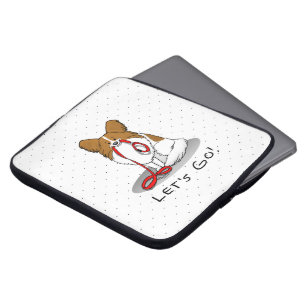 Let's Go! (walk) Papillon (white & red) Dog Cute Laptop Sleeve