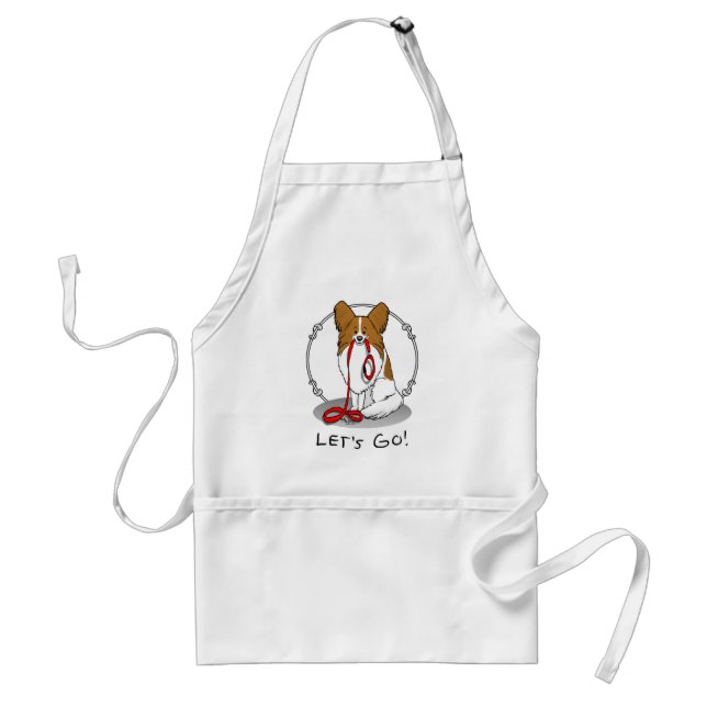 Let's Go! (walk) Papillon (white & red) Dog Cute Standard Apron (Front)