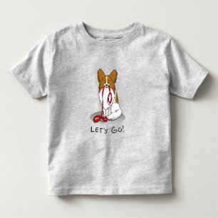 Let's Go! (walk) Papillon (white & red) Dog Cute Toddler T-Shirt