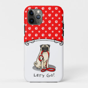 Let's Go! (walk) Pug Dog (light fawn) Leash Cute Case-Mate iPhone Case