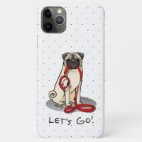 Let's Go! (walk) Pug Dog (light fawn) Leash Cute