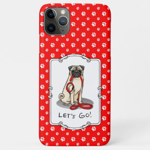 Let's Go! (walk) Pug Dog (light fawn) Leash Cute Case-Mate iPhone Case