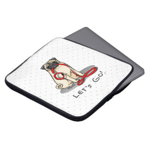 Let's Go! (walk) Pug Dog (light fawn) Leash Cute Laptop Sleeve