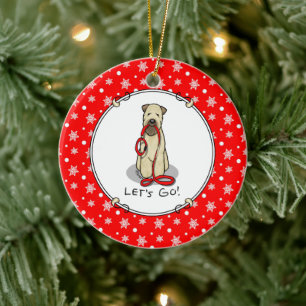 Let's Go! Walk Wheaten Terrier Dog (wheaten 1b2) Ceramic Tree Decoration