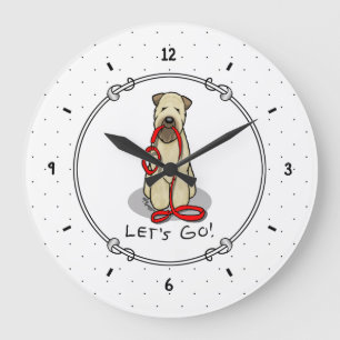 Let's Go! Walk Wheaten Terrier Dog (wheaten 1b2) Large Clock