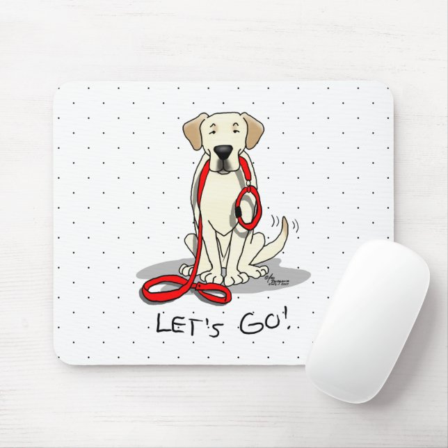 Let's Go! Yellow Lab Labrador Retriever Dog Cute Mouse Pad (With Mouse)