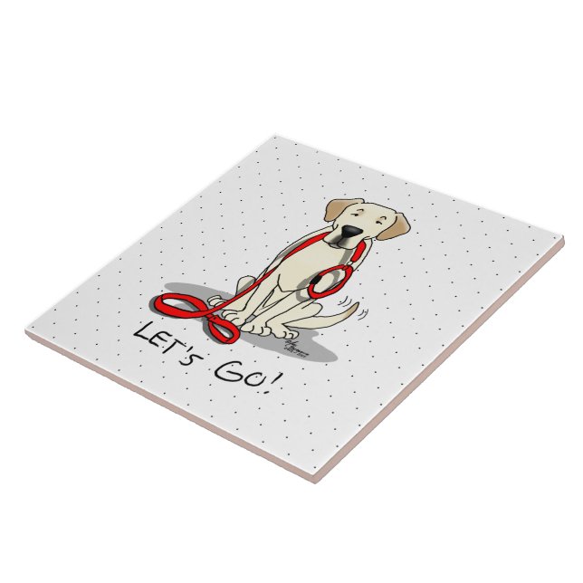 Let's Go! Yellow Lab Labrador Retriever Dog Cute Tile (Side)