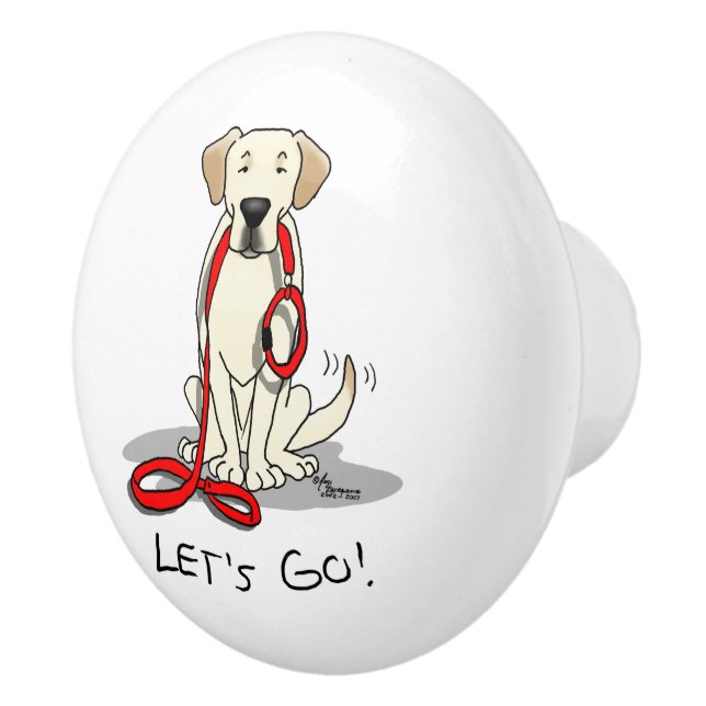Let's Go! Yellow Labrador Retriever - Cute Dog Ceramic Knob (Right)