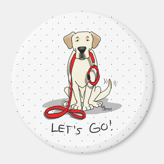 Let's Go! Yellow Labrador Retriever - Cute Dog Magnet (Front)
