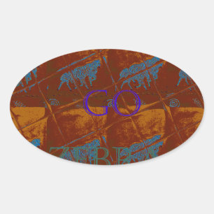 Let's Go Zebra Safari Art Print/Graphic Oval Sticker