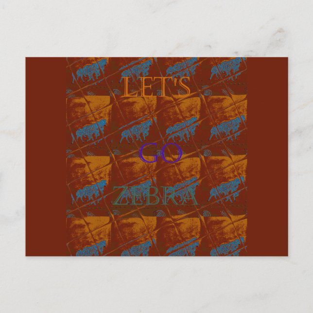 Let's Go Zebra Safari Art Print/Graphic Postcard (Front)