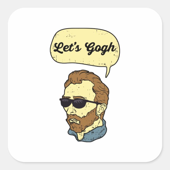 Let's Gogh Van Gogh Square Sticker (Front)