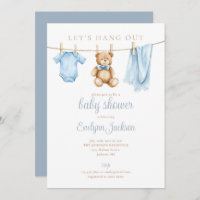 Let's Hang Out Blue Boy Clothesline Baby Shower