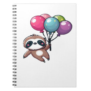 Let's Hang Out It's My Birthday Balloon Sloth , Cu Notebook