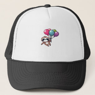 Let's Hang Out It's My Birthday Balloon Sloth , Cu Trucker Hat