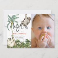 Let's Hang Out Sloth Jungle 1st Birthday Photo