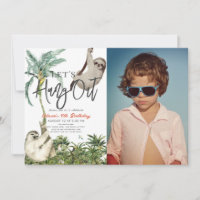 Let's Hang Out Sloth Jungle Kids Birthday Photo