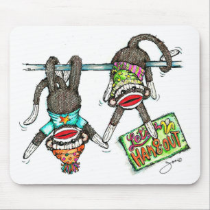 Let's Hang Out - Sock Monkeys Mouse Pad