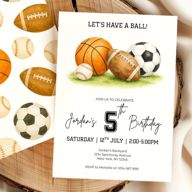 Let's Have a Ball Birthday Invitation Sports Summe (Creator Uploaded)