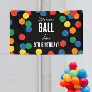 Let's Have a Ball Colorful Ball Birthday Party Banner