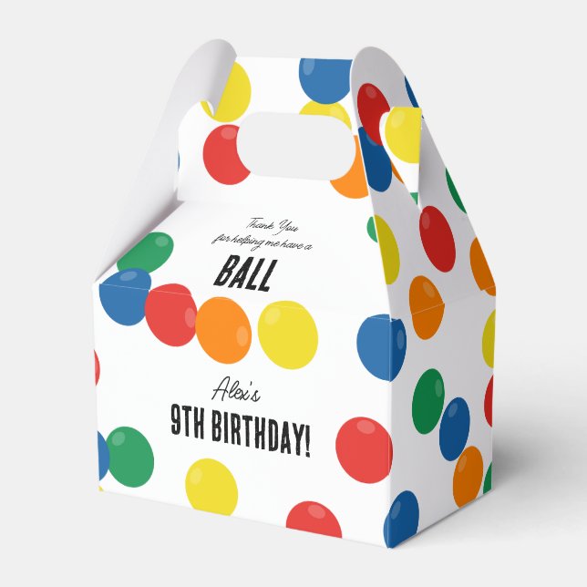 Let's Have a Ball Colourful Ball Birthday Party Favour Box (Front Side)