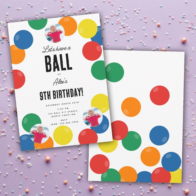 Let's Have a Ball  Kids Birthday Party Theme Invitation (Let's Have a Ball Kids Birthday Party Theme Invitation)