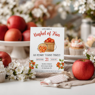Let's Have a Bushel of Fun!  Apple Birthday Party Invitation