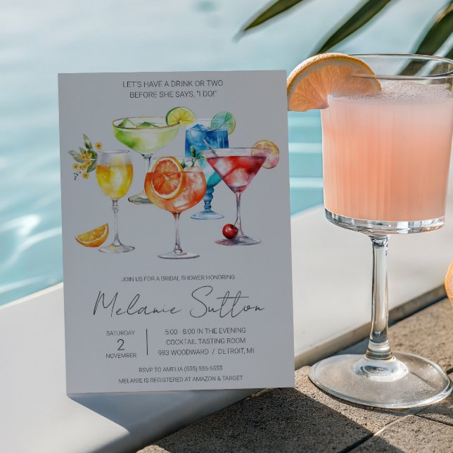 Let's Have A Drink!  Cocktail Drinks Bridal Shower Invitation (Creator Uploaded)