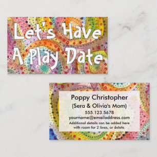 Let's Have a Play Date Multicolored Watercolor Art Calling Card