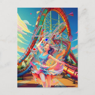 Let's Have Fun,Life a Roller Coaster Postcard
