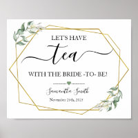 Lets have tea bride greenery gold bridal shower