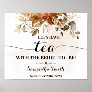 Lets have Tea with Bride Fall Autumn Bridal Shower Poster
