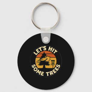 Lets Hit Some Trees Disc Golf Sunset Retro Sport L Key Ring