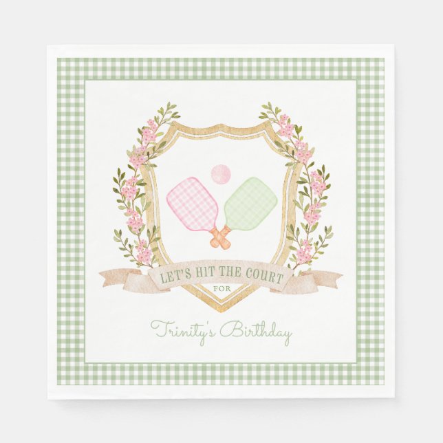 Let's Hit the Court | Preppy Pickle Ball Birthday  Napkin (Front)
