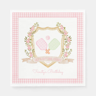 Let's Hit the Court | Preppy Pink Pickle Ball Napkin