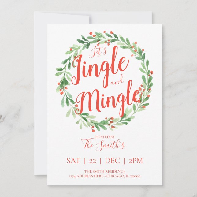 Let's Jingle and Mingle Holiday Party Invitation (Front)