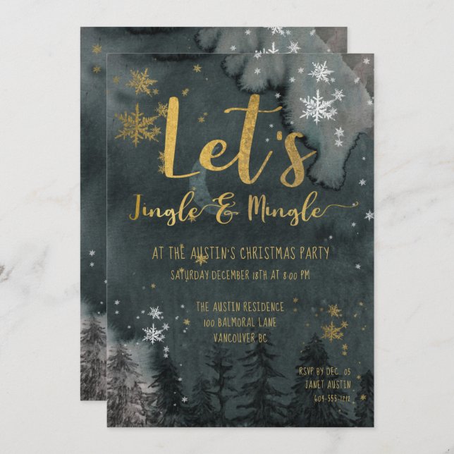 Let's Jingle & Mingle Holiday Party Invitation (Front/Back)