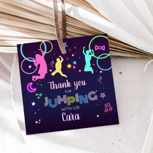 Let's Jump and Glow Birthday Party Square Favour Tags