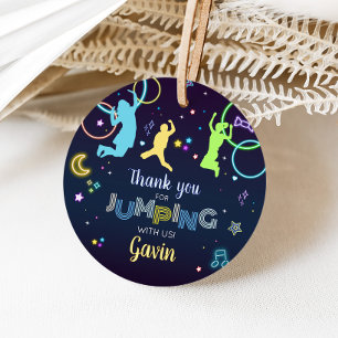 Lets Jump and Glow Trampoline Birthday Party Round Favour Tags