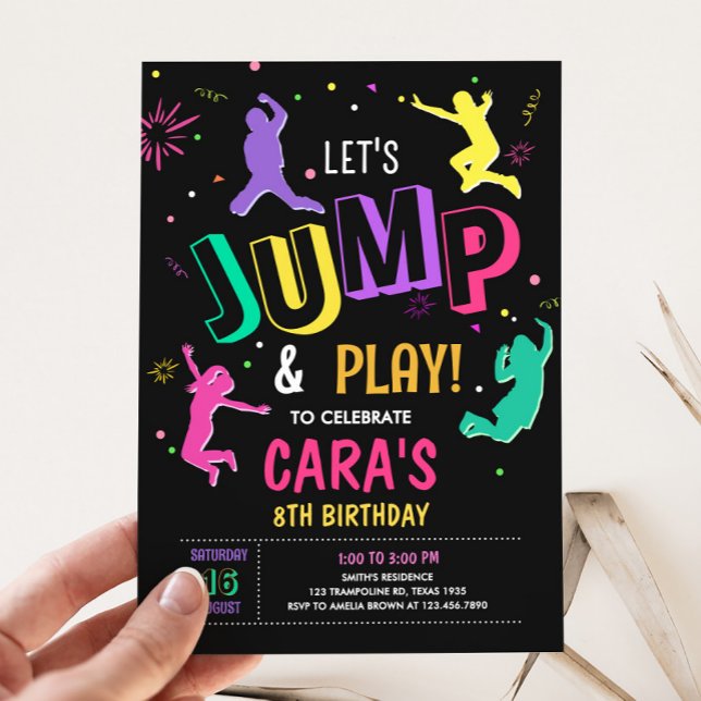 Let's Jump and Play Girl Birthday Party Invitation (Let's Jump and Play Birthday Party Invitation)