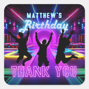Let's Jump Neon Trampoline Park Birthday Party Square Sticker