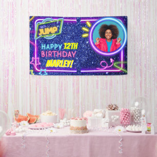 Let's Jump Party Bounce Neon Trampoline Park  Banner