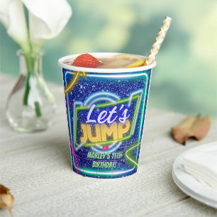 Let's Jump Party Bounce Neon Trampoline Park  Paper Cups