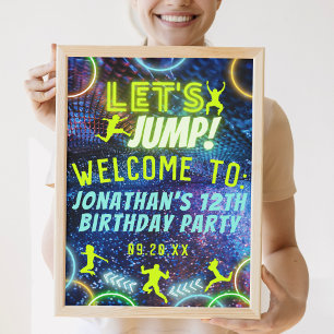 Let's Jump Trampoline Neon Birthday Party Sign