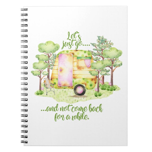 "Let's just go" - Retro Camper Caravan Notebook (Front)